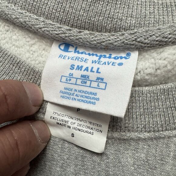 Champion Mens Gray Reverse Weave Crew Neck Sweatshirt Size S - Picture 3 of 8